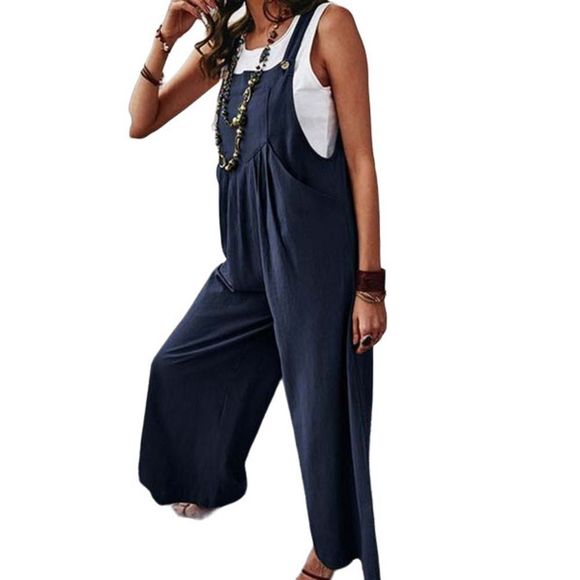 La Mode Other - La Mode Navy Pocket Gaucho Jumpsuit Size L